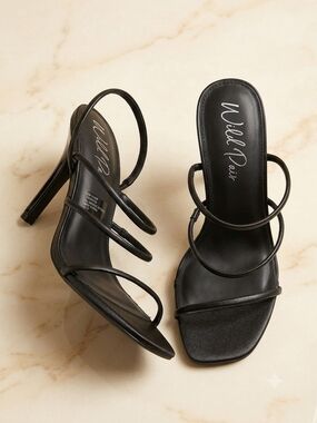 Wild Pair Black Multi-Strap Square Toe Heels
